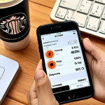 **Prompt:** A young Thai person happily tracking expenses on a mobile app, surrounded by everyday items like coffee and BTS tickets. Charts display a clear overview of spending habits. Emphasis on bright, modern design and a sense of financial control.